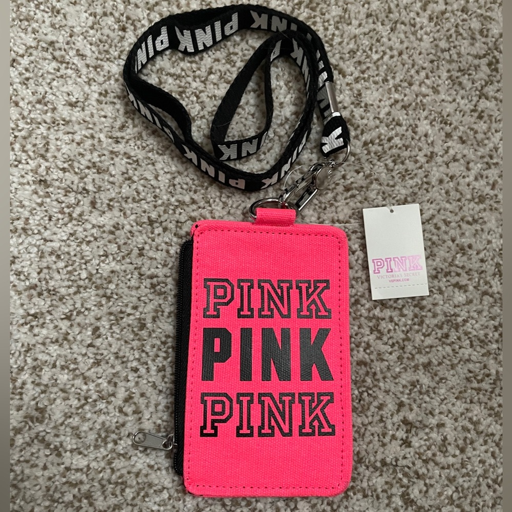 NWT Victoria Secret PINK lanyard with ID Holder